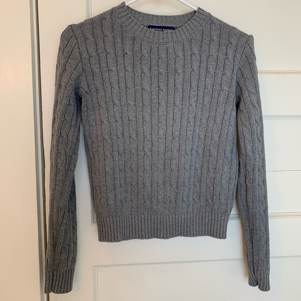 American apparel grey cable knit sweater